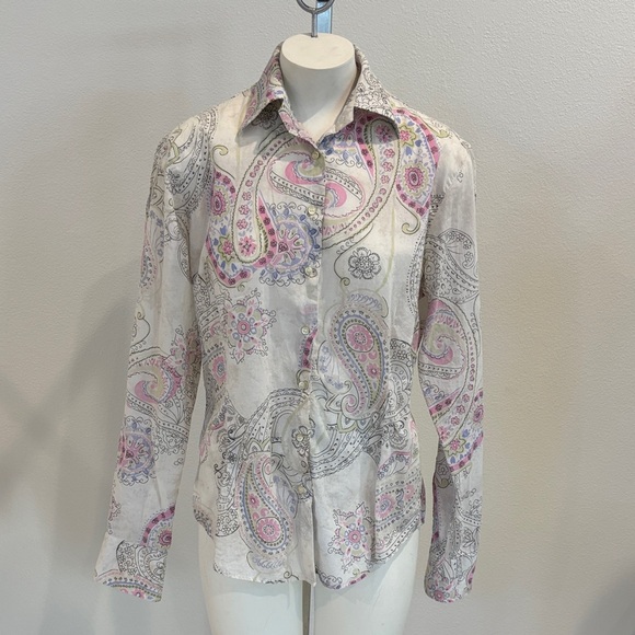 Moreno Martini Tops - Moreno Martini Made in Italy Paisley Button Down Shirt Size L 100% Cotton
